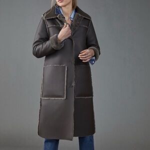 Maeve By Anthropologie Kerry Reversible Faux Fur Coat  Size Small